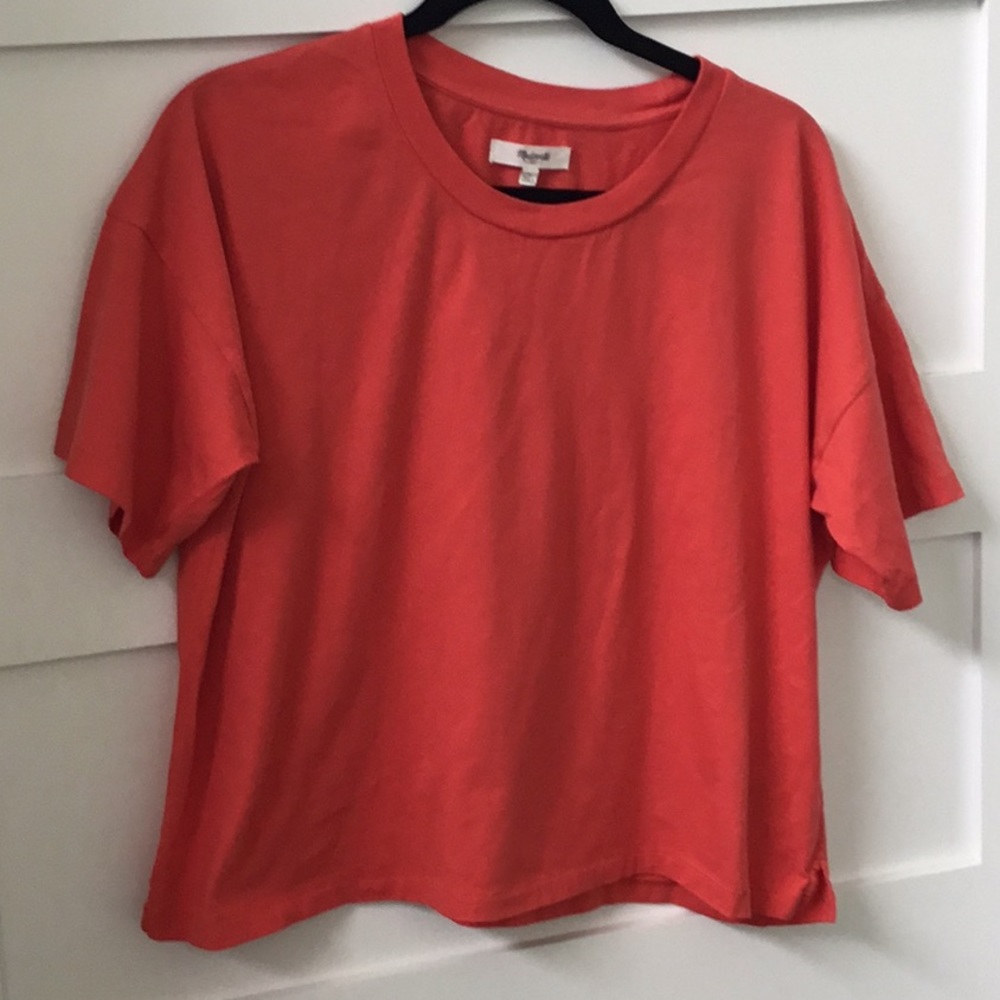 Madewell Cotton Crop Top in Poppy Sz L